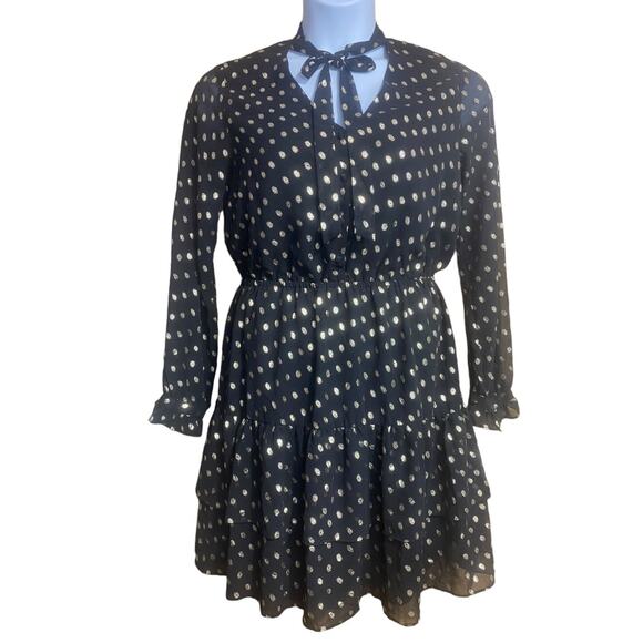 NWT Nanette Lepore black long sleeve dress with gold dots - Size 8 - Picture 1 of 13